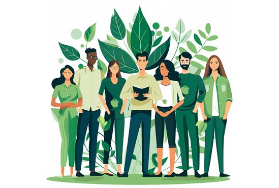 personas respetuosas con el medio ambiente destacan un perfil empresa ecologica mediante insignias de designacion especial