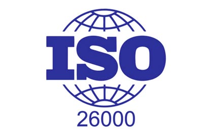 Logo de certificación ISO 26000 de responsabilidad social y objetivo medioambiental para empresas en España