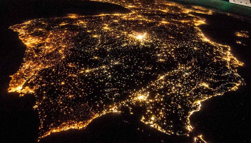 luz eléctrica España 2030, mapa lumínico energía