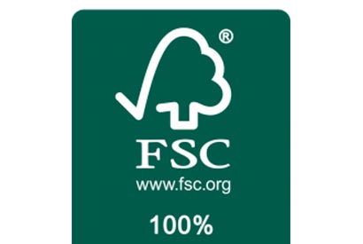 Logo de sello FSC para certificación de bosques, madera y papel reciclado en España